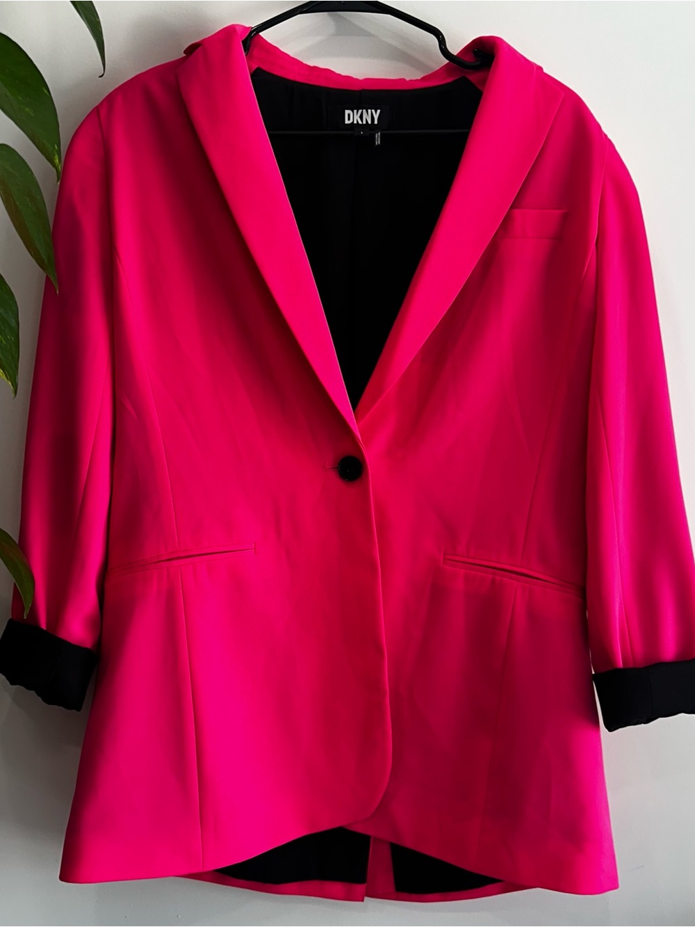 DKNY Vibrant Hot Pink Single-Button Blazer